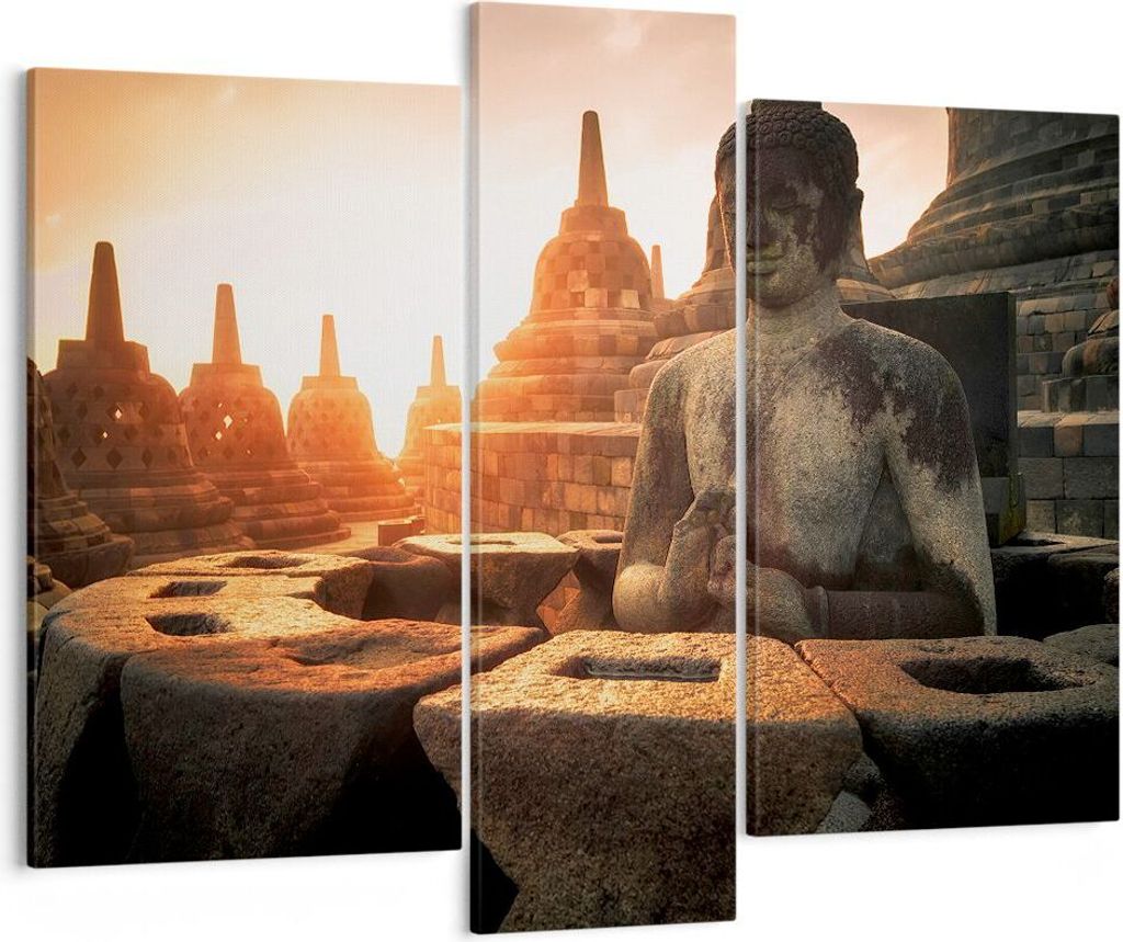 Bild auf Leinwand - Leinwandbild - Buddha Glaube Asien - 95x80cm - Wand Bild - Wanddeko - Wandbilder - Leinwanddruck - Bilder - Kunstdruck - Wandde...