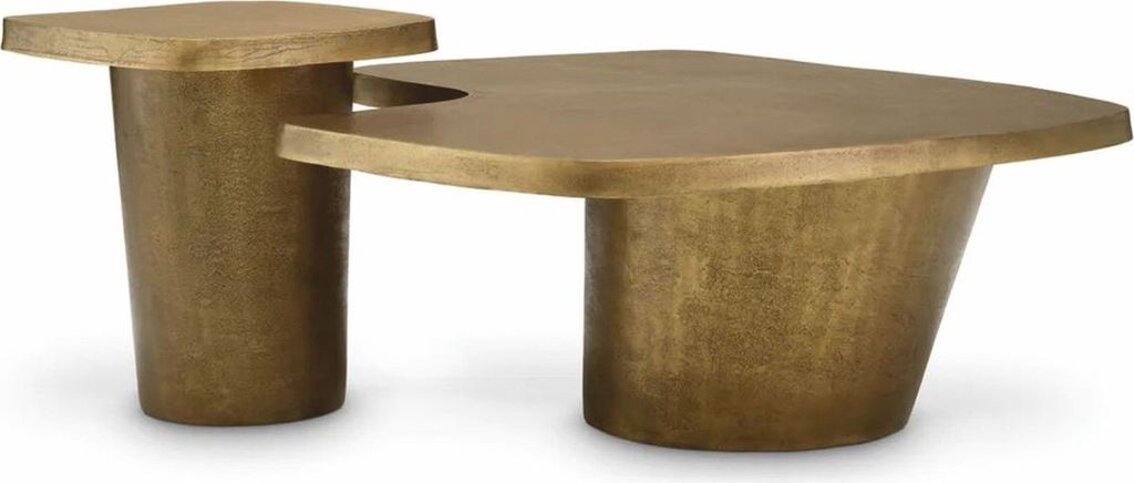 Casa Padrino Luxus Aluminium Couchtisch Set Vintage Messing - Hotel & Wohnzimmer Möbel