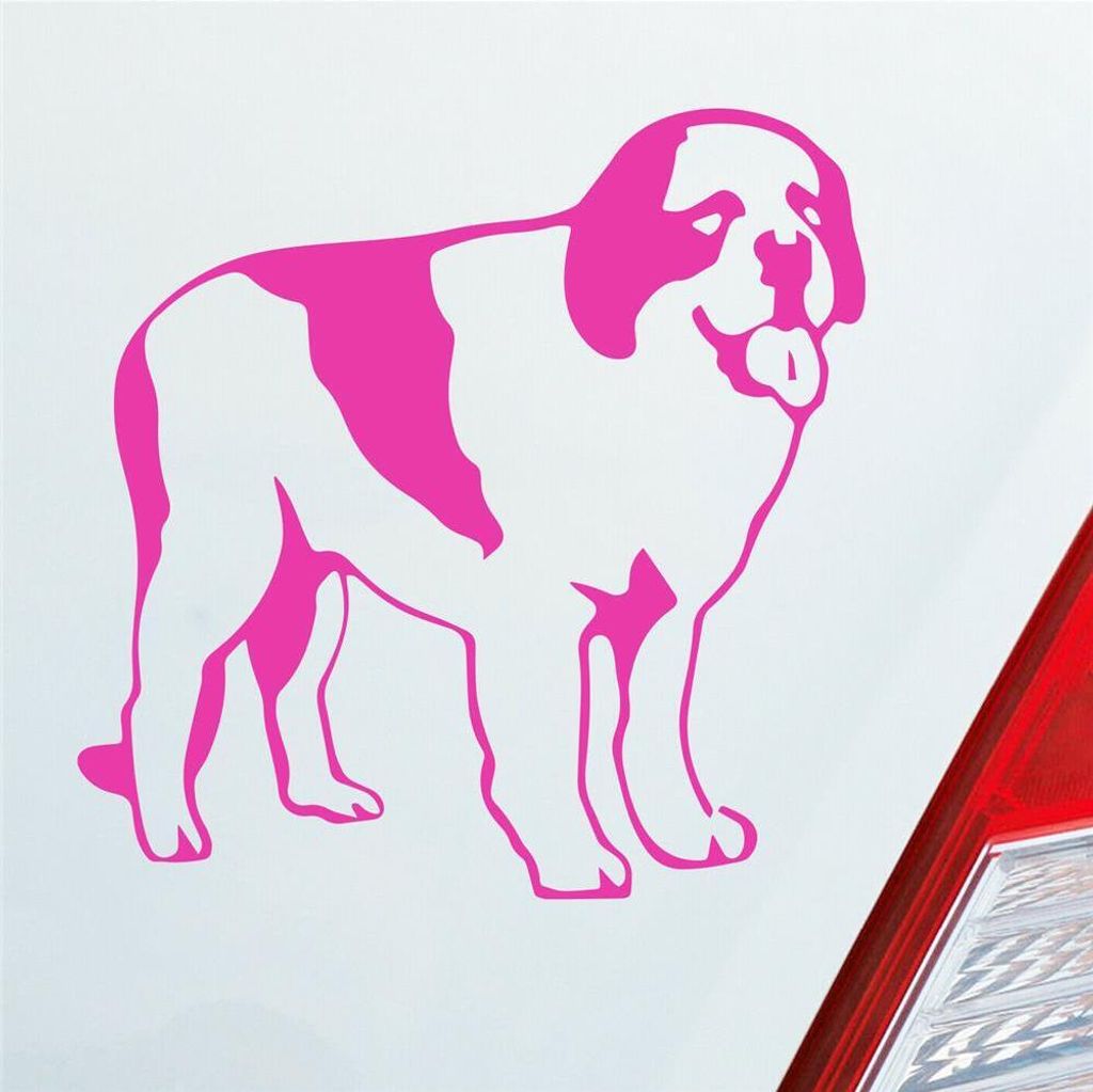 Auto Aufkleber Bernhardiner Dog Tier Hund 10x10 cm Pink Sticker Heckscheibenaufkleber