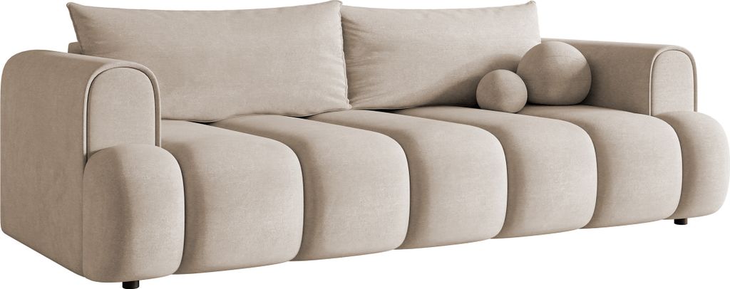 Selsey Dandelino - 3-Sitzer Sofa mit Schlaffunktion, Bettkasten, wasserabweisendem Samtbezug, taupe