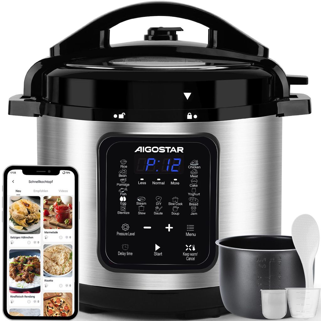 Aigostar - Reiskocher 6L Schnellkochtopf , 1000W Pressure Produktbild 