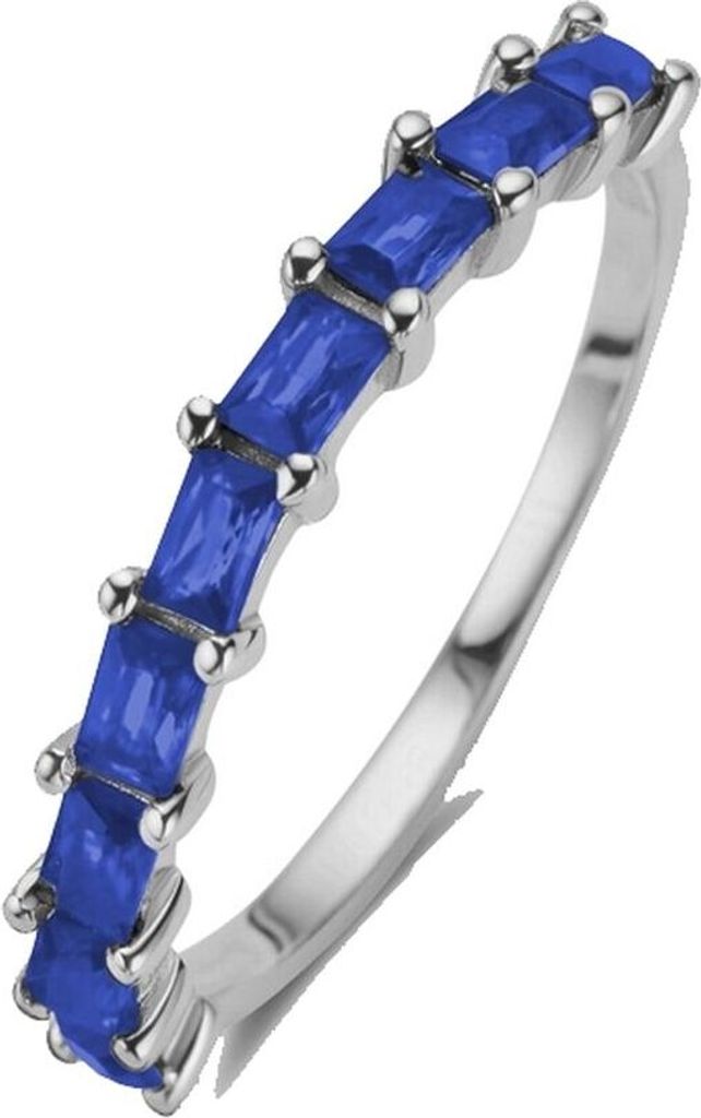 New Bling 9NB-1083-52 Zilveren Ring met Zirkonia - Maat 52 - 2 mm Breed - Baquette - Blauw - Zilver