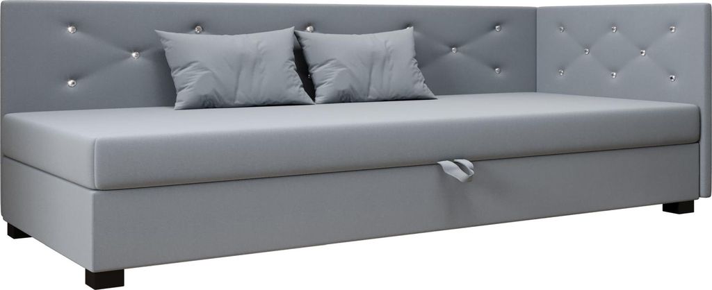 AURA SOFA Boxspringbett OLET PLUS 110x195 Komplett-Set mit Bonell Matratze, Polsterbett mit Bettkästen - Türkis, SAWANA 72