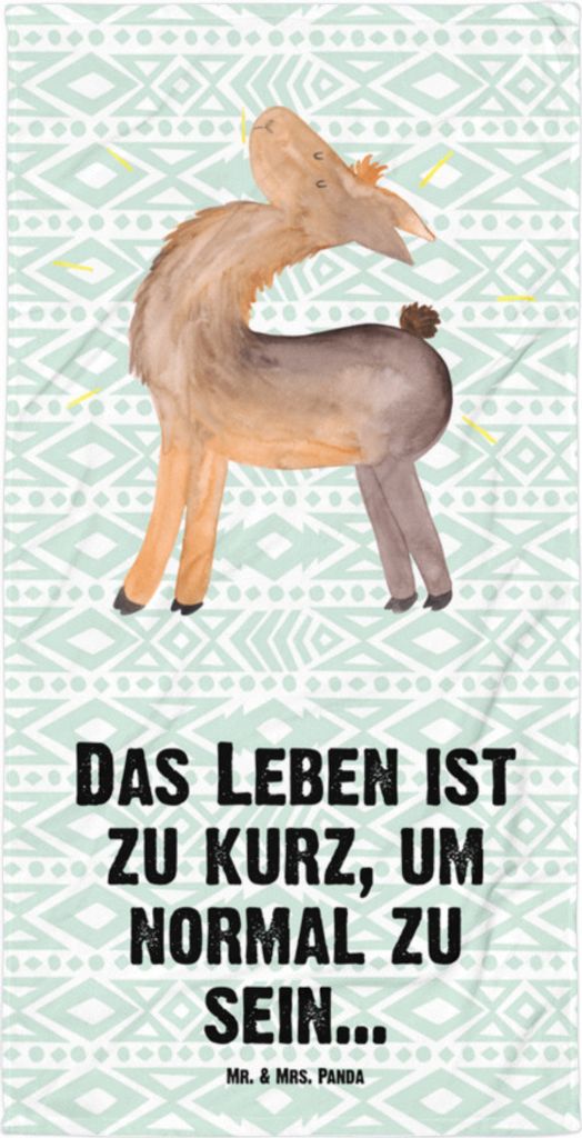 Mr. & Mrs. Panda Handtuch Lama Stolz - Aztekenblau - Produktbild 