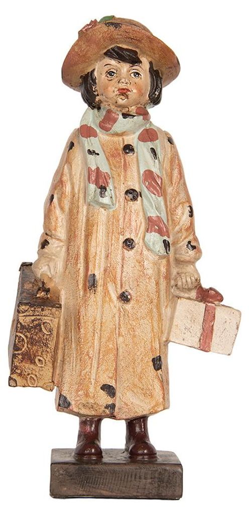 Clayre & Eef Dekorationsfigur Kind 14x9x27 cm Braun Kunststoff