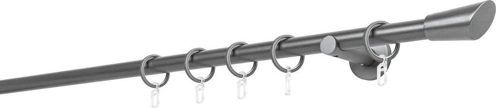 Gardinenstange auf Maß 20mm Rag 1-lauf Wandträger 6,5cm Farbe: Anthrazit, Größe: 310cm