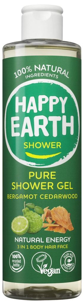 Happy Earth 100% Natural Douchegel - Bergamot Cedarwood 300 Productafbeelding 