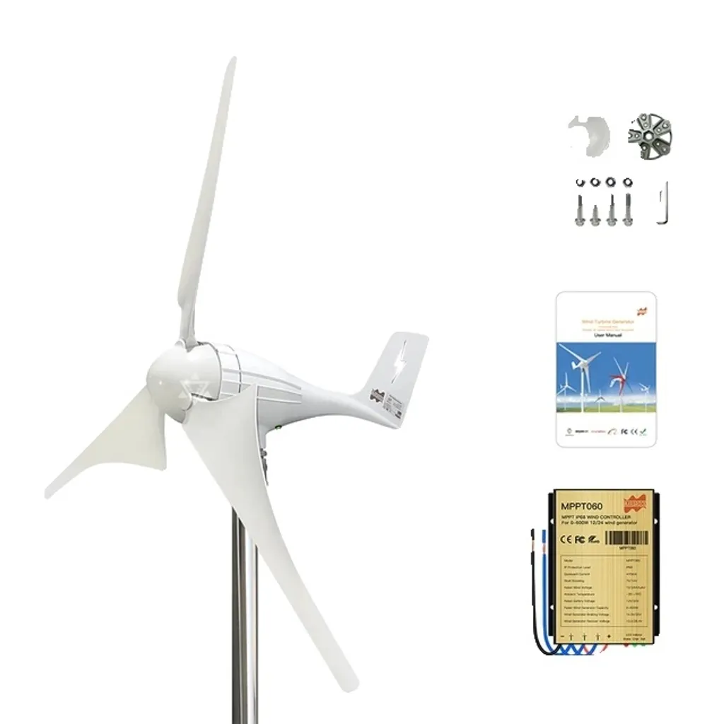 Générateur éolien 24V silencieux avec LED et pales aérodynamiques