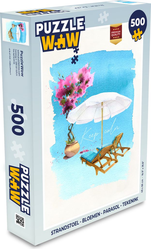 MuchoWow Puzzle 500 Teile Strandkorb - Blumen - Sonnenschirm - Zeichnung - Denken - Spiel - Toy