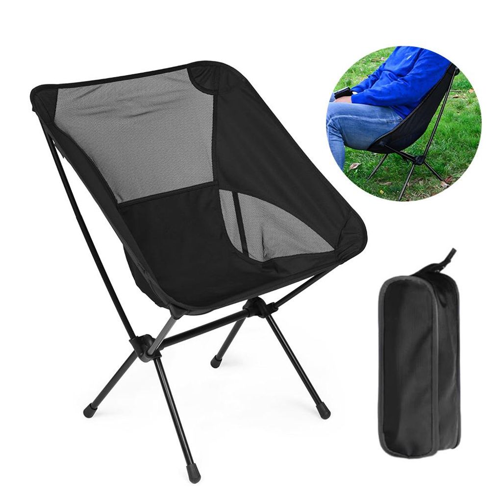 Faltstuhl SCHWARZ Campingstuhl mit Aufbewahrungstasche Anglerstuhl Anglersessel klappbar Klappstuhl Gartenstuhl Faltstuhl für Outdoor Zelten Picknick