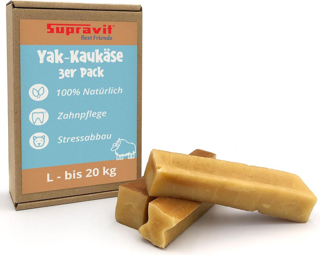 Supravit Yak Kaukäse für Hunde L (3er Pack) | Käseknochen Produktbild 