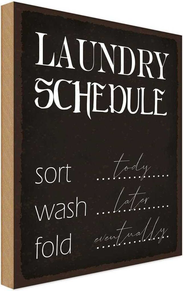 vianmo Holzschild 40x30 cm laundry schedule sort tody wash Warnschild Hinweisschild
