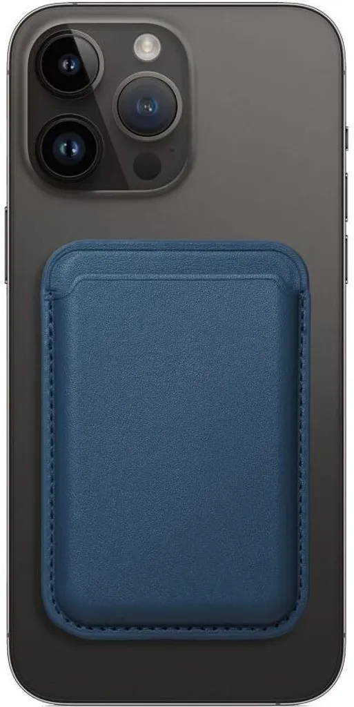 Porte-Carte Magnétique en Cuir Bleu compatible avec MagSafe iPhone