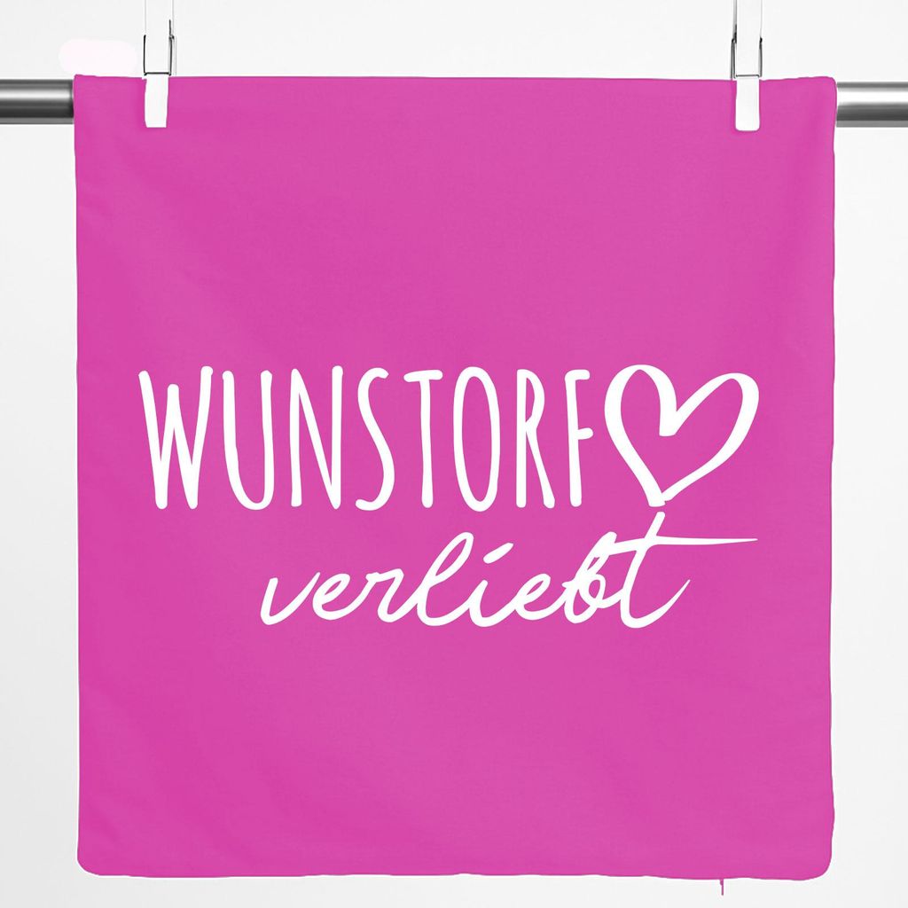 Huuraa Kissenbezug Wunstorf verliebt 40x40cm Fuchsia Baumwolle Dekokissenbezug Geschenkidee