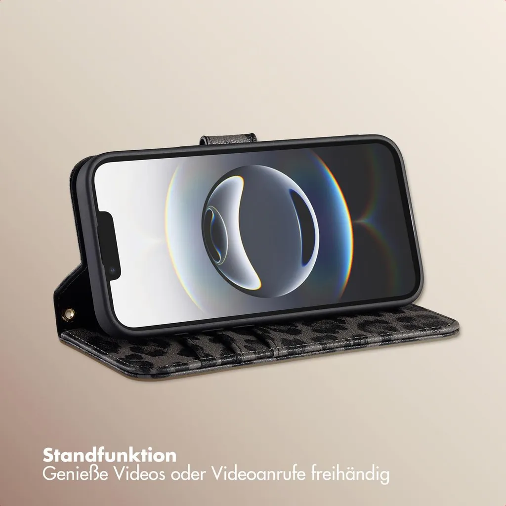 Custodia a Libro iPhone 16e Selencia Sabi | Nera Leopardata Elegance - 7