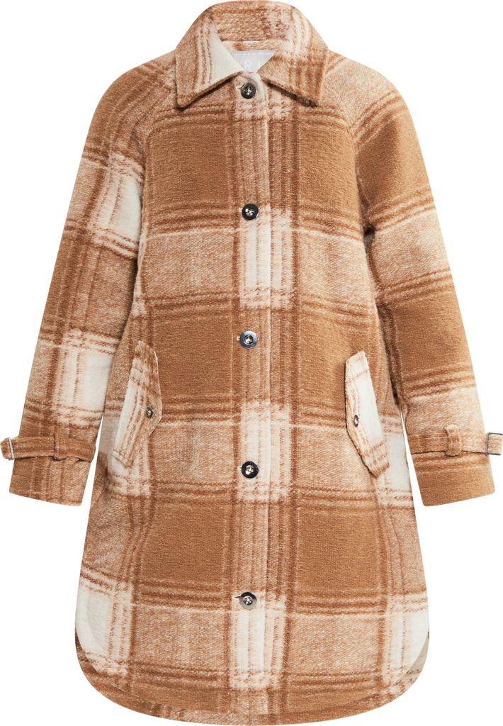 RISA damen übergangsmantel aus wollgemisch - kariert beige braun, XL