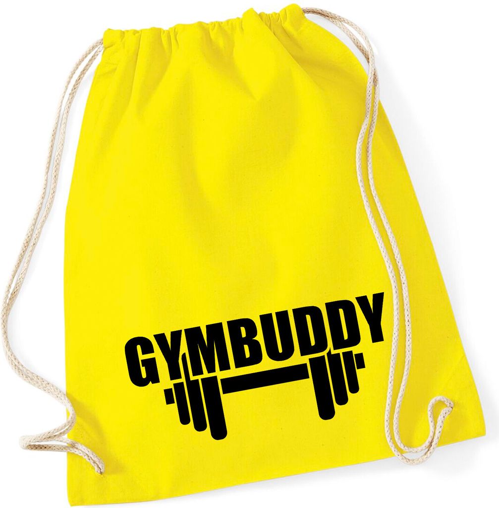 Huuraa Turnbeutel Gymbuddy Hantel 12 Liter Yellow Baumwolle Rucksack Geschenkidee