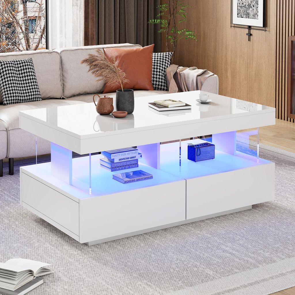 Fortuna Lai chtisch Sofatisch Couchtisch Teetisch Kaffeetisch Beistelltisch Tisch,Couchtisch moderner Hochglanz-Sofatisch Wohnzimmertisch,Langlebig...