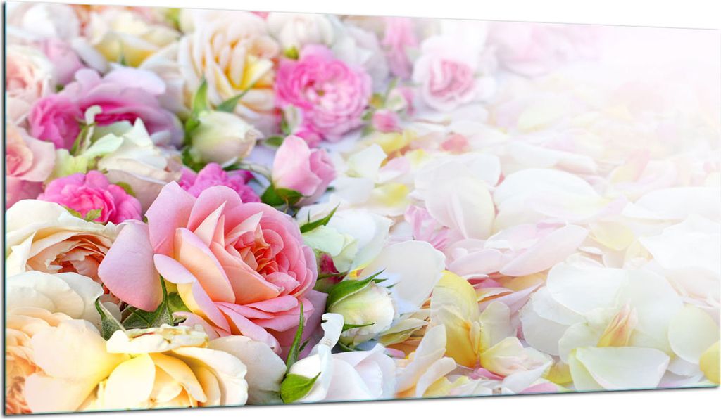 Herdabdeckplatte Glaskeramikkochfeld-Abdeckung Spritzschutz Glas 90x52 Blumen