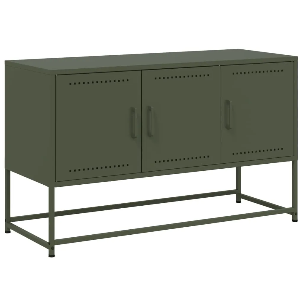 Meuble TV acier vert olive 100,5x60,5 cm - Structure métallique durable