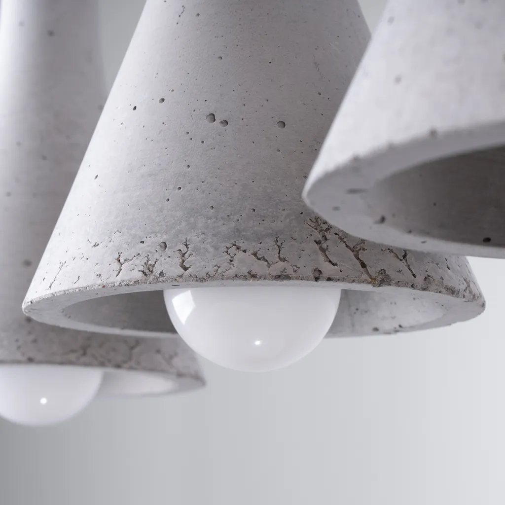 Suspension béton grise REA 110cm design minimaliste 3 sources E14 - 3