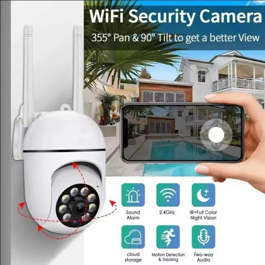 1MP WLAN-IP-Außenkameras Überwachungsvideo Personenerkennung 4-facher Digitalzoom CCTV-Sicherheit Drahtloser Monitor Audio-Nachtsicht