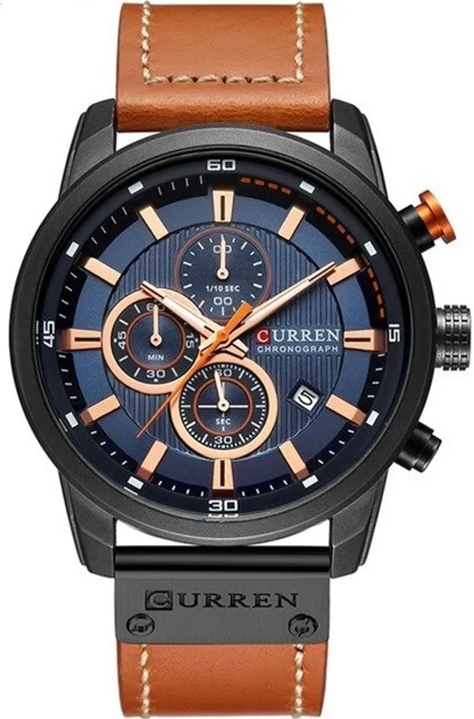 CURREN KP6221 Chrono Uomo Elegante - Look Professionale Nero e Marrone