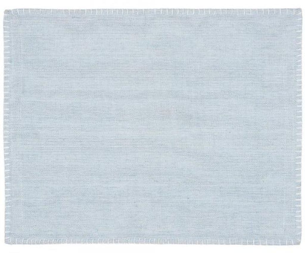 Ib Laursen Tischset Staubig Blau Mit Weißen Randnähten Produktbild 