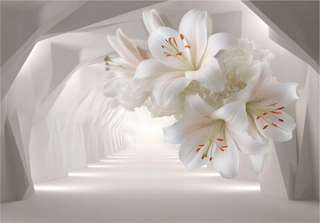 Fototapete 3D Abstrakt Tunnel - 400x280 cm - Vliestapete Wohnzimmer Schlafzimmer - Vlies Fototapete Beige - 15959VX8