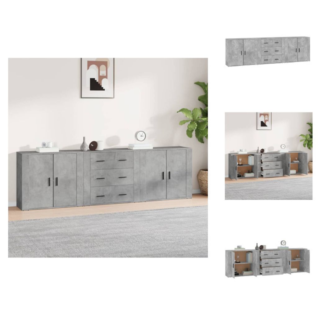 vidaXL Sideboards 3 Stk. Betongrau Holzwerkstoff - Sideboards