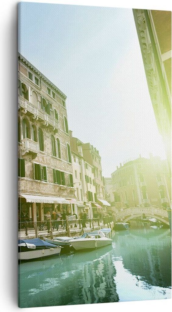 Bild auf Leinwand - Leinwandbild - Kanal Wasser Venedig Haus - 45x80cm - Wand Bild - Wanddeko - Leinwanddruck - Bilder - Kunstdruck - Wanddekoratio...