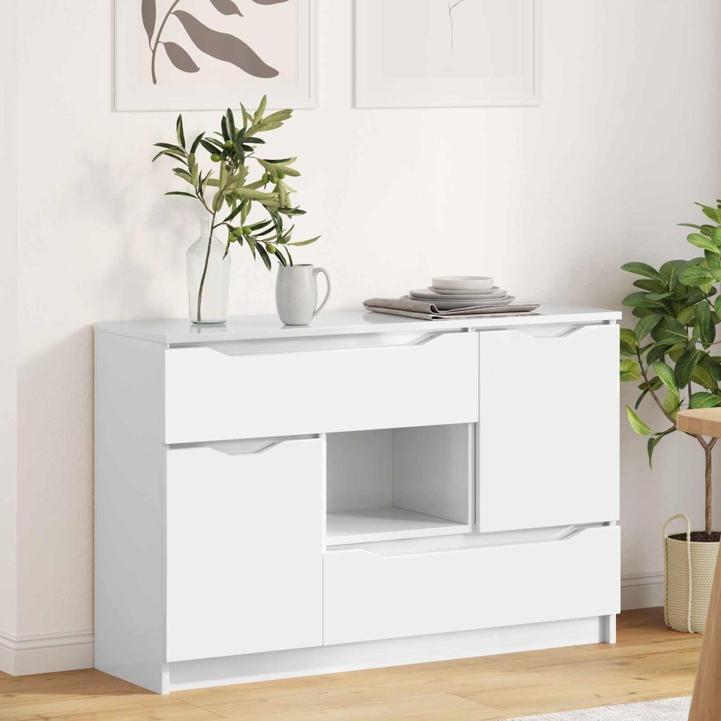 vidaXL Príborník vysoký lesk biely 100 x 30 x 65,6 Materiál Obrázok produktu 
