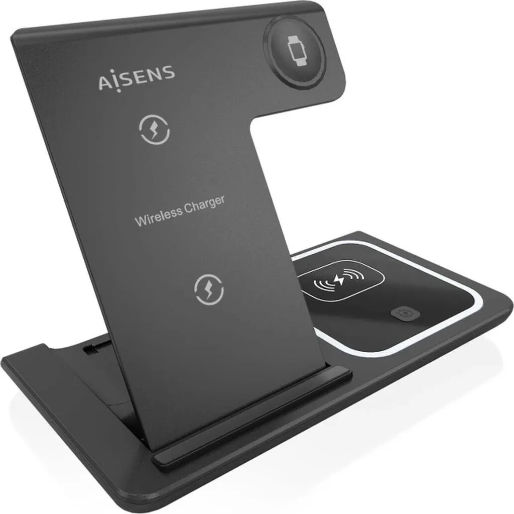 Aisens ASCH-15W3WC043-BK Caricatore Wireless 3 in 1 Qi 15W Nero