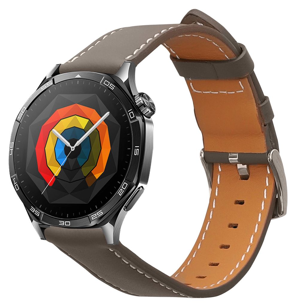 kwmobile Echtleder Uhrenarmband für Huawei Watch GT5 46mm / GT5 Pro 46mm / GT4 46mm / Watch GT3 SE Armband - Ersatzarmband für Fitnesstracker -