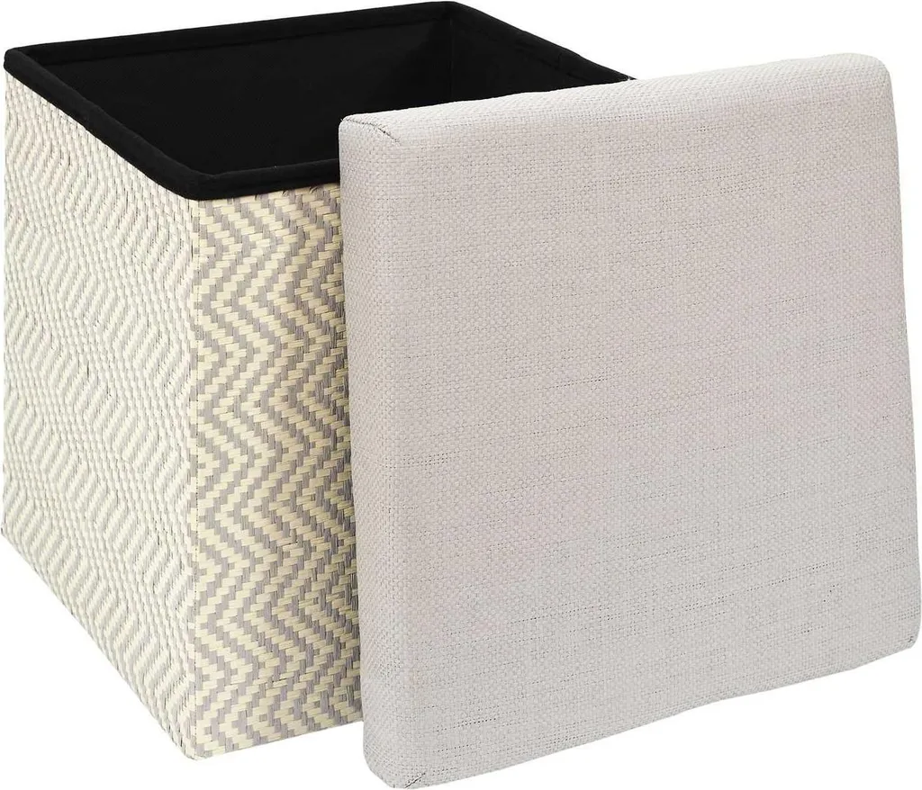 Pouf d'Appoint Salon Beige-Gris 38 cm : Siège et Repose-Pieds Design