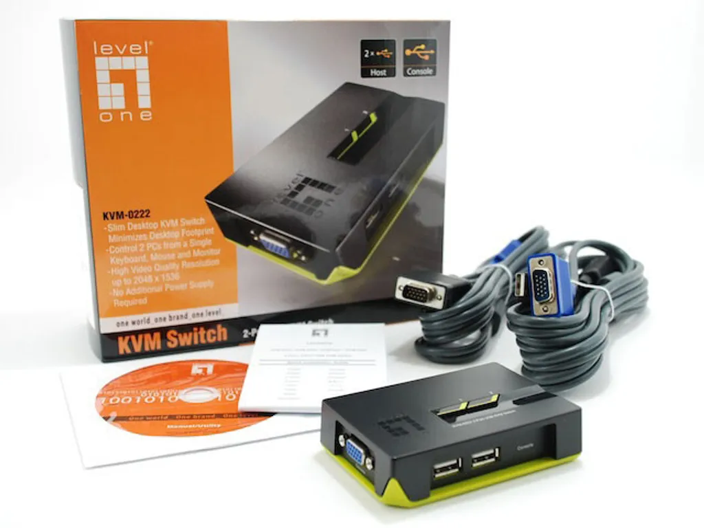 Switch KVM 2 PC pour Télétravail LevelOne ViewCon KVM-0222 USB et VGA - 6