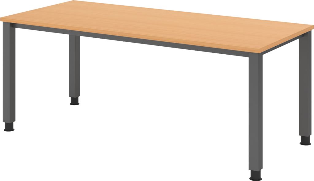 bümö Schreibtisch Serie-Q Gestell: Graphit - Nachbildung: Buche, Größe: 180 x 80 cm