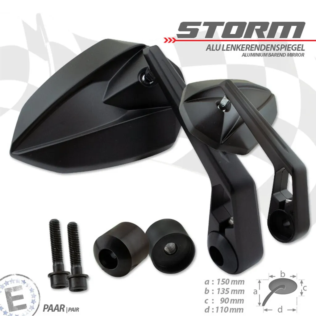 Rétroviseurs de Guidon STORM Noirs M8 pour Personnalisation Kawasaki Z