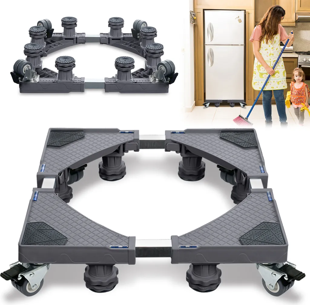 Support de Machine à Laver Universel avec Roulettes et Pieds Réglables