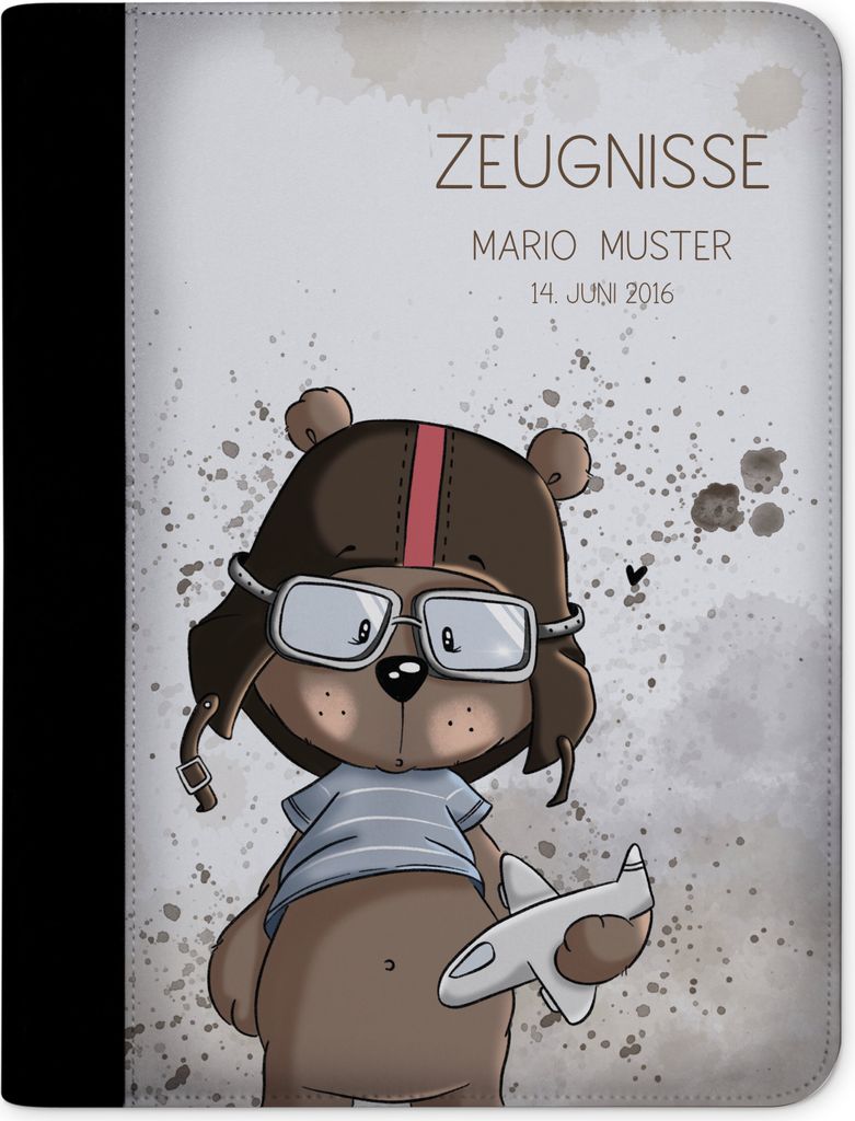 Zeugnismappe, Dokumentenmappe, Ordner A4, Mama Bär mit Klarsichthüllen