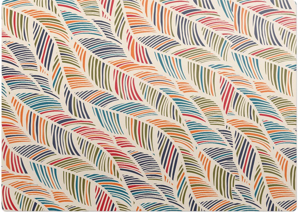 Bunte Retro-Blätter – Bodenschutzmatte – Stuhlunterlage 140x100 cm – Rutschfest – Hartbodenmatte