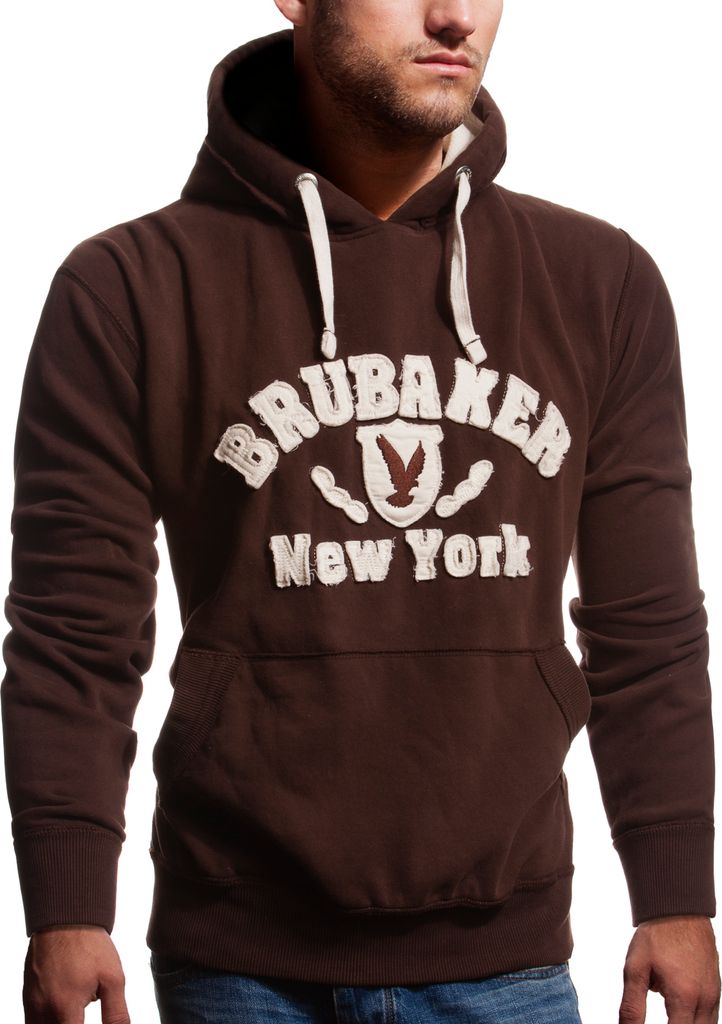 BRUBAKER Herren Sweatshirt mit Kapuze N.Y. Eagle Braun Gr. M