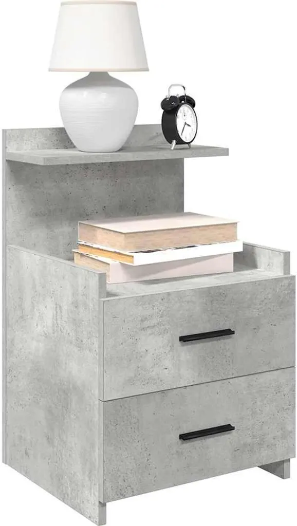 Lot de 2 tables de chevet gris béton avec tiroirs pour chambre adulte