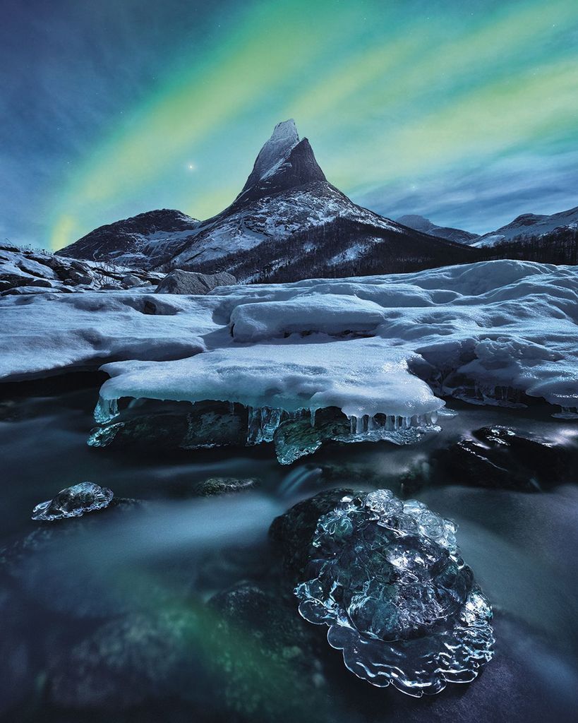 Sanders & Sanders Fototapete Polarlicht Blau und Grün 200 x 250 cm