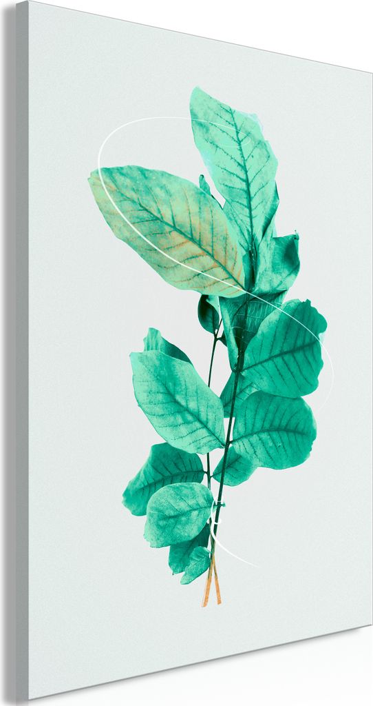 Italienischer Leinwand Leinwandbild - Mint Grace (1 Part) Vertical 40x60 cm Blätter b-A-0603-b-a