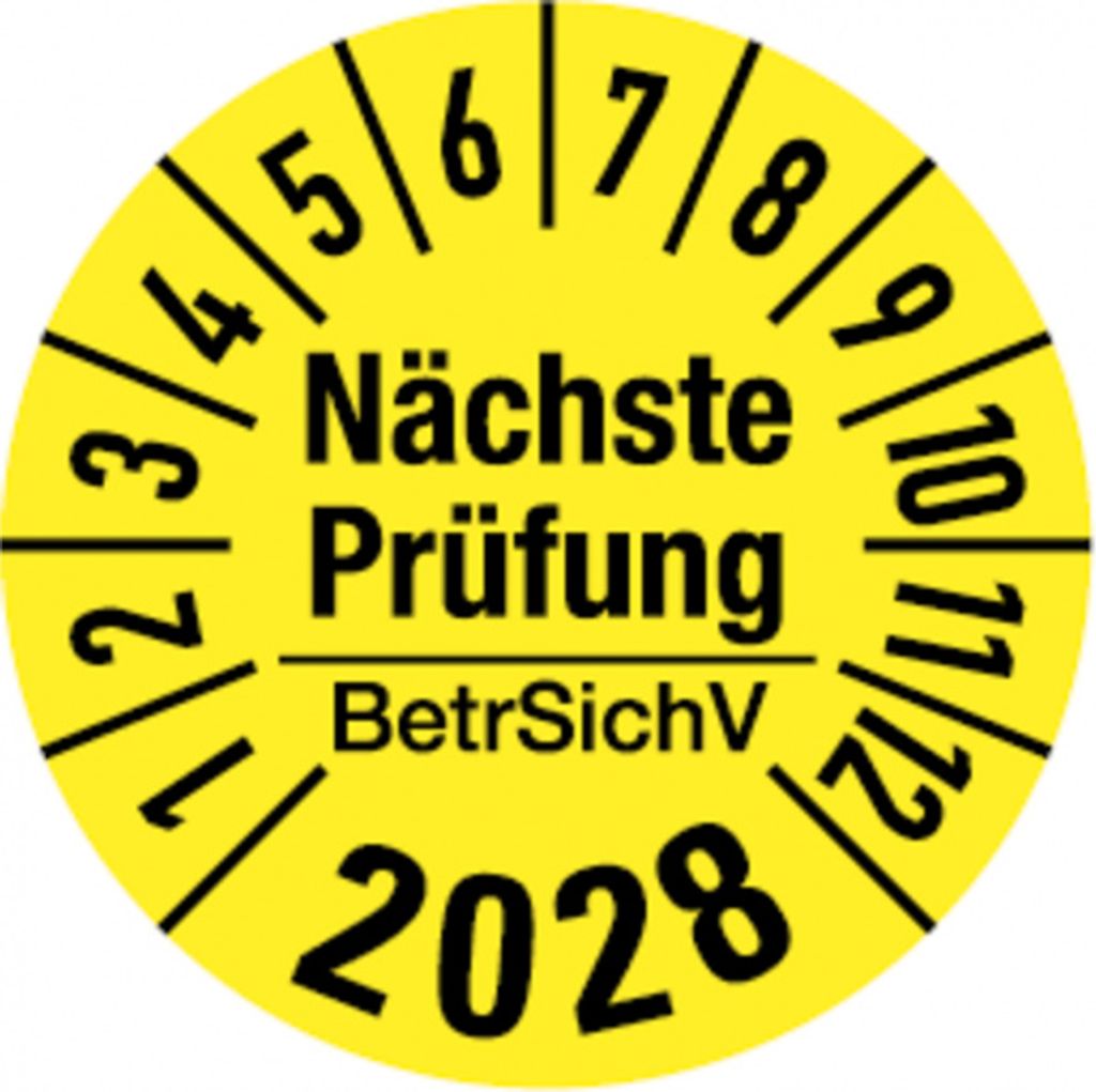 Dreifke Jahresprüfplakette, Nächste Prüfung BetrSichV, gelb/sch - 30 mm Foli...