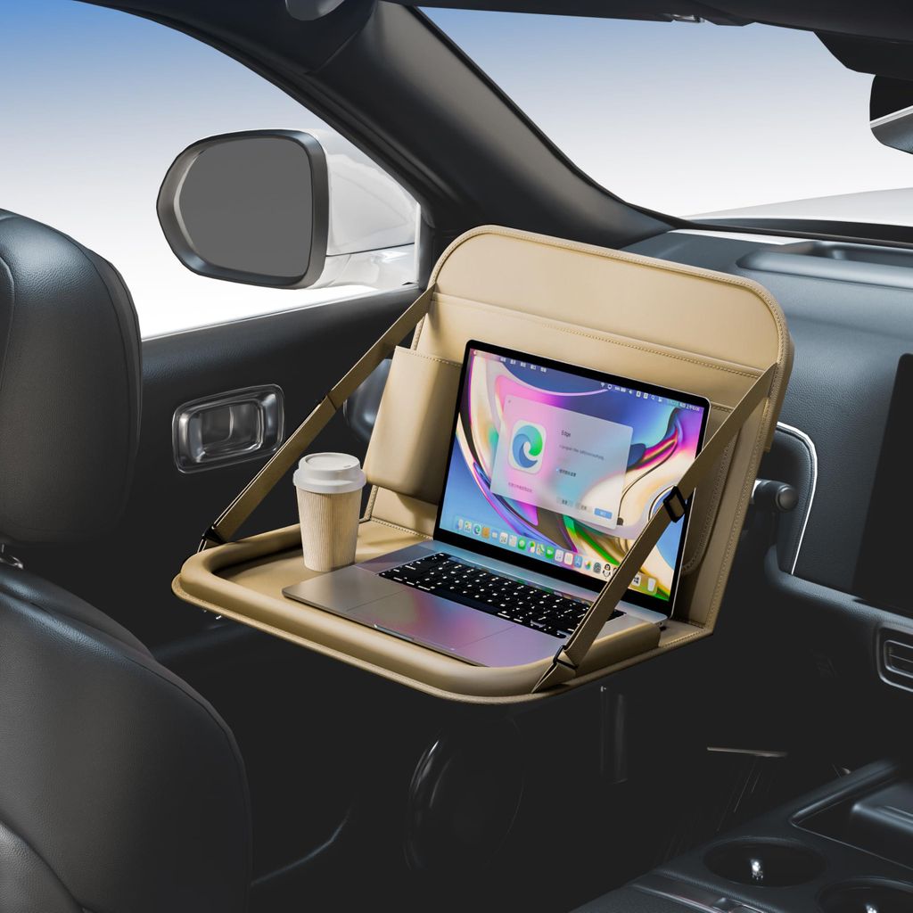 Rückenlehnen Organizer Auto mit Abnehmbarem Lenkradtisch, Kunstleder Auto Rücksitztasche & Schreibtisch, Autositz Organizer Kinder Tablet Halterung
