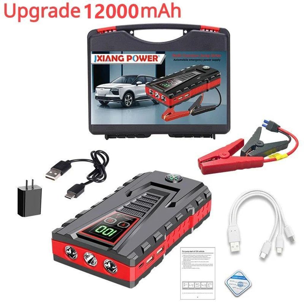 Starthilfe Powerbank - 12V Auto Jump Starter - 5000A Spitzenstrom - 99800 mAh - Für Benzin & Diesel - Notbatterie - Standard-Werkzeugkoffer/Polen