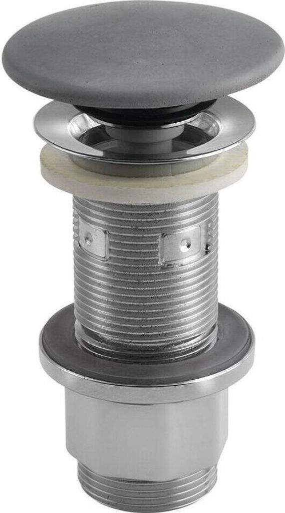 Waschbecken-Ablaufgarnitur 5/4", klick-klack, Beton-Stopfen, 10-80mm, Grau matt