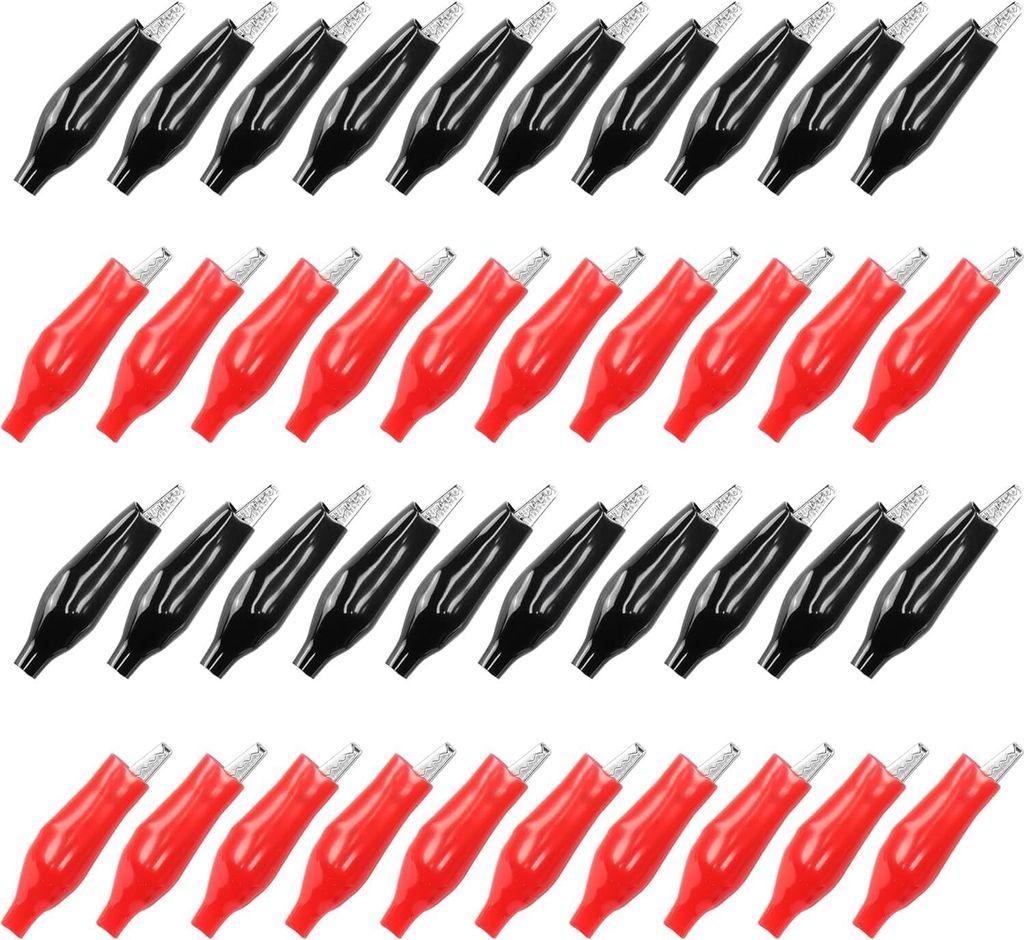 Kupfer Krokodilklemmen 44mm Rot * 10 Schwarz * 10 Elektrische Prüfklemmen mit Schutzisolierung Copper Alligator Electric Clips